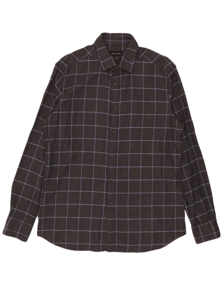 Мужская фланелевая рубашка MASSIMO DUTTI XL серая в клетку, хлопок