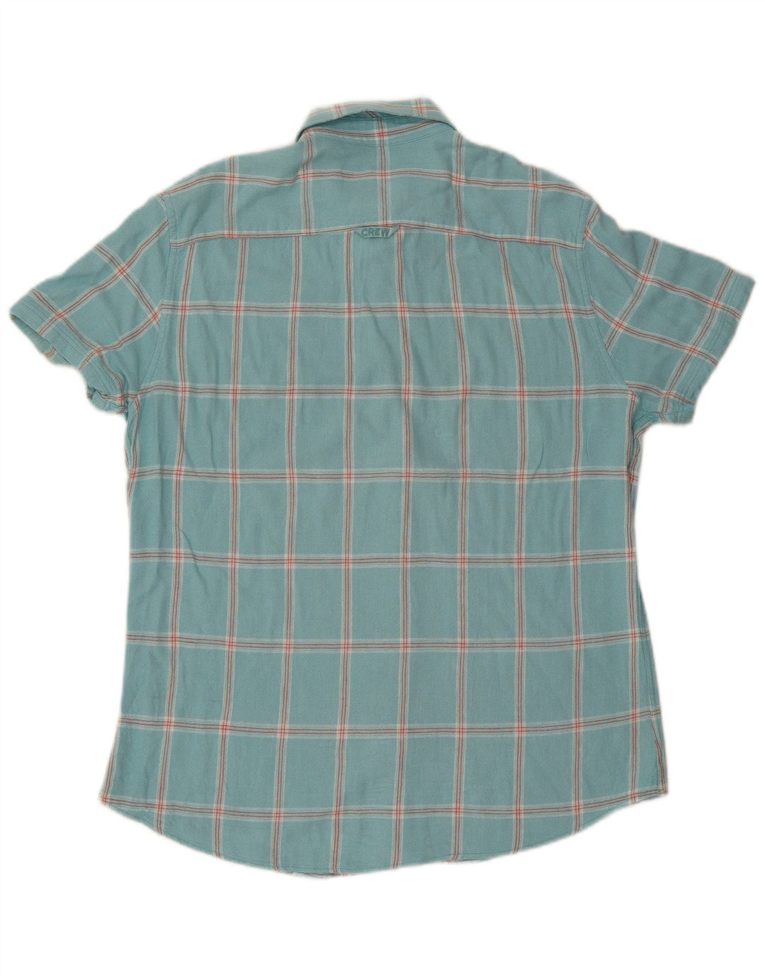 Crew Clothing Мужская рубашка с коротким рукавом, большая бирюзовая клетка, вискоза