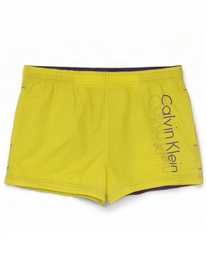 Мужские шорты для плавания с рисунком Calvin Klein, большие желтые, полиэстер