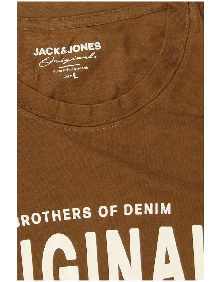 Мужская футболка с рисунком Jack & Jones, большой коричневый хлопок