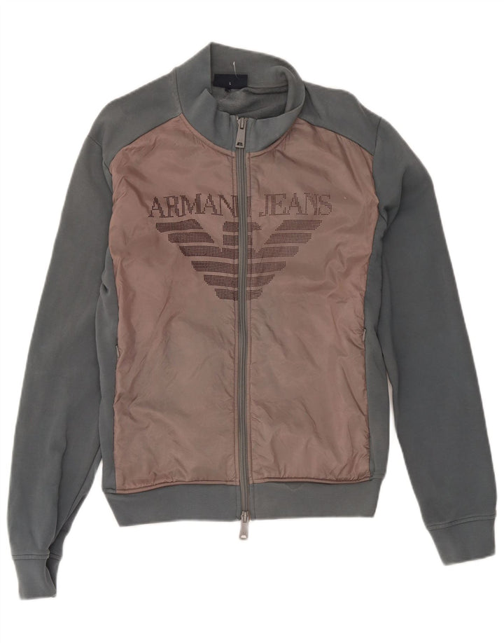 Женская спортивная куртка Armani Jeans UK 16, большая, серая, с цветными блоками