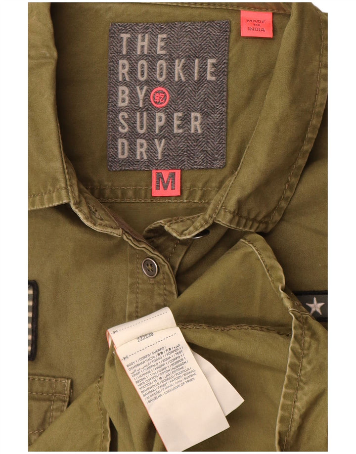 Женская рубашка с рисунком Superdry UK 14, средний цвет хаки, хлопок