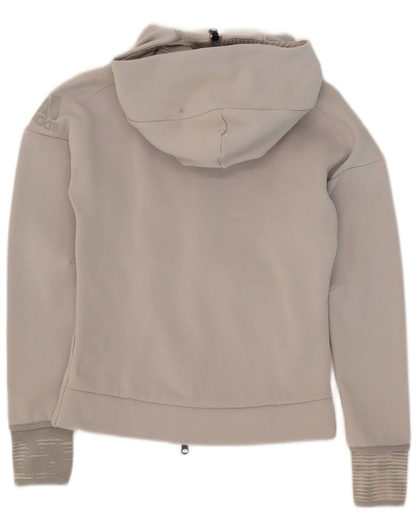 Adidas Womens Zip Hoodie Sweater UK 6 XS Grey