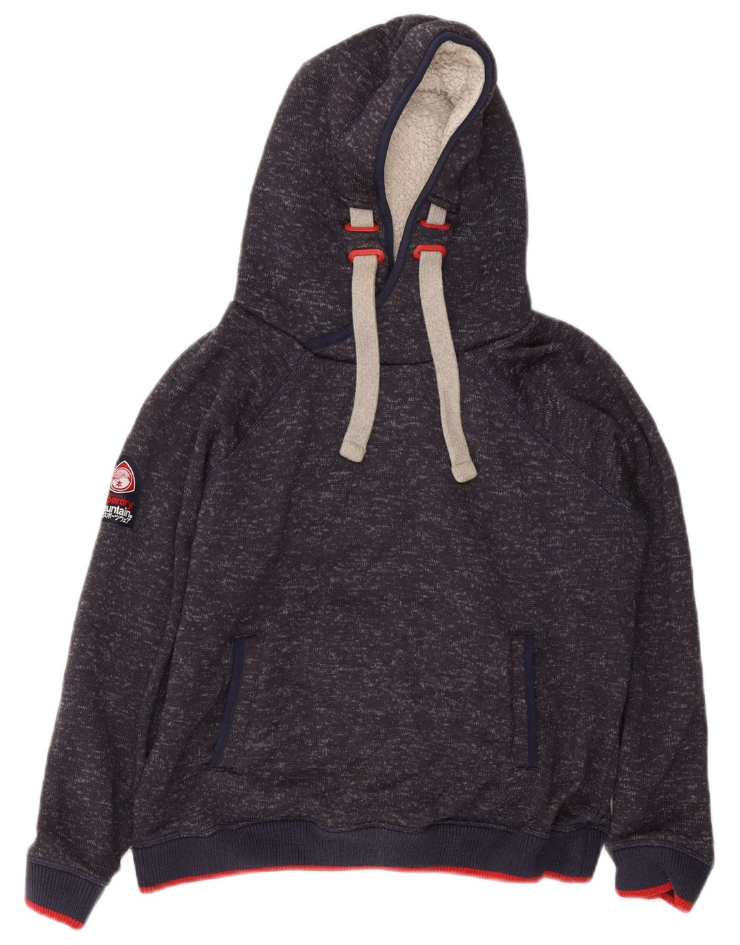 Женский джемпер с капюшоном Superdry UK 18 XL, темно-синий, полиэстер с крапинками