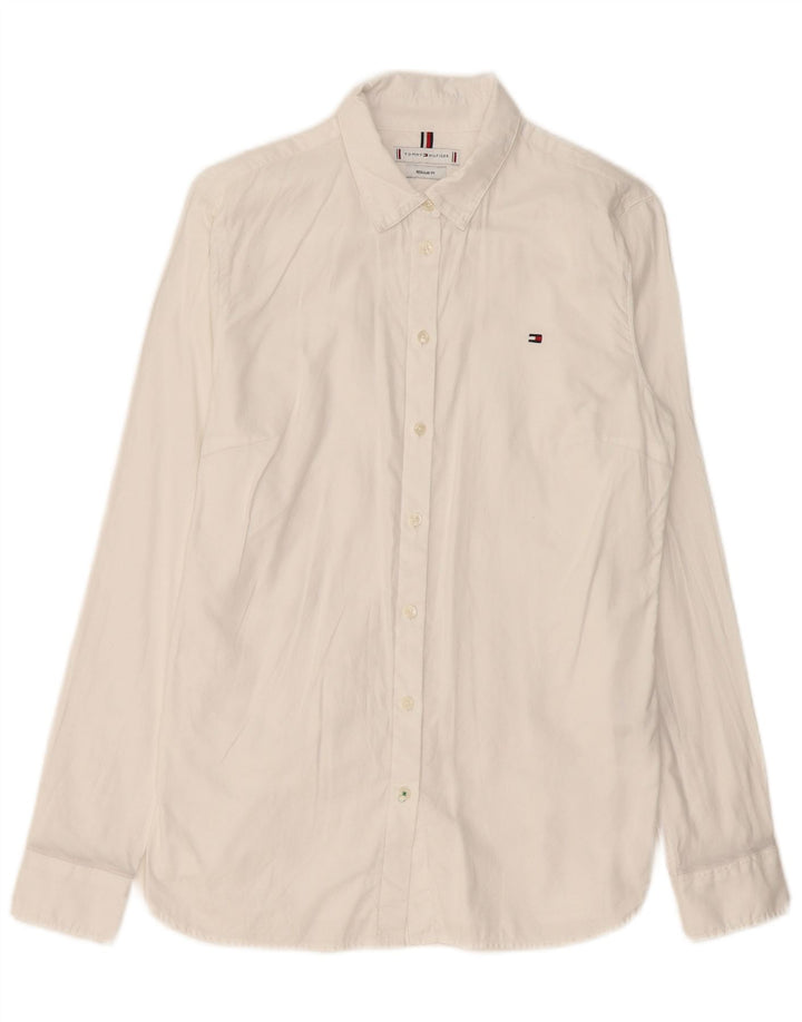 TOMMY HILFIGER Женская рубашка стандартного кроя UK 8 маленькая белая хлопковая