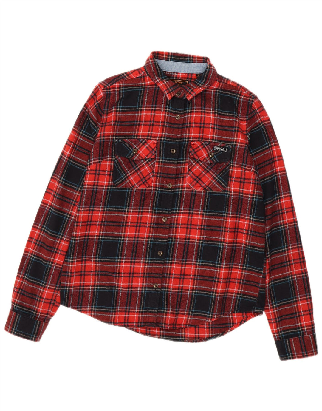 SUPERDRY Женская фланелевая рубашка UK 8, маленькая красная клетка, хлопок