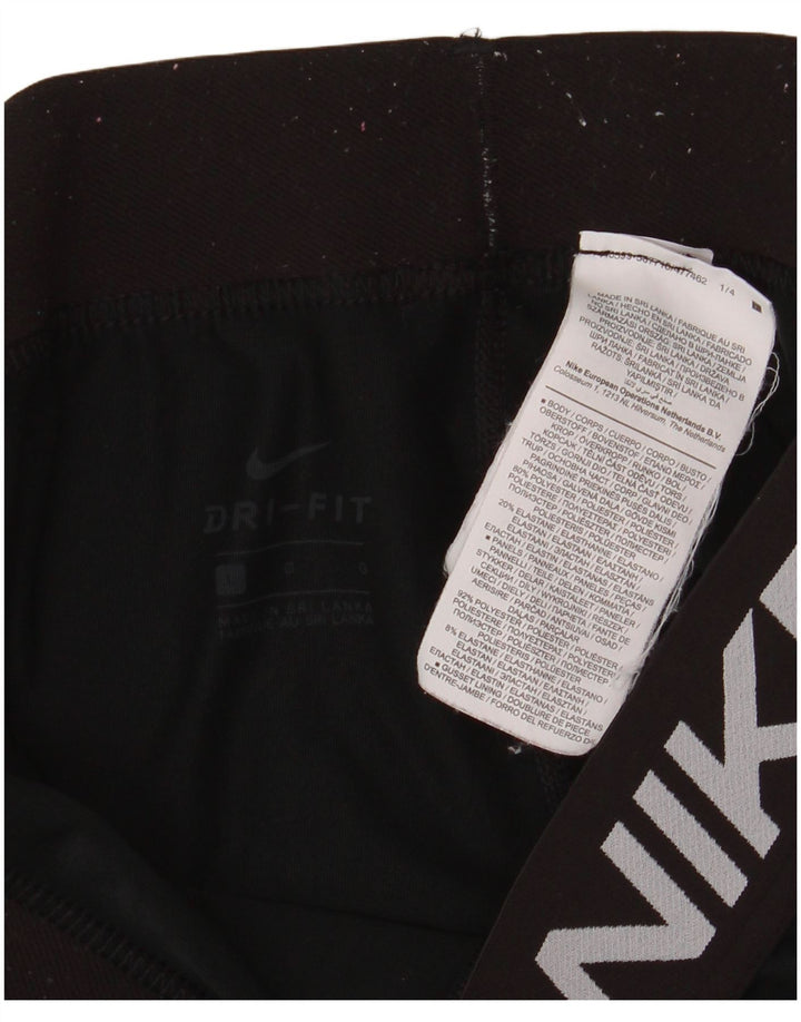 Женские леггинсы с рисунком Nike Dri Fit UK 14, большой черный полиэстер