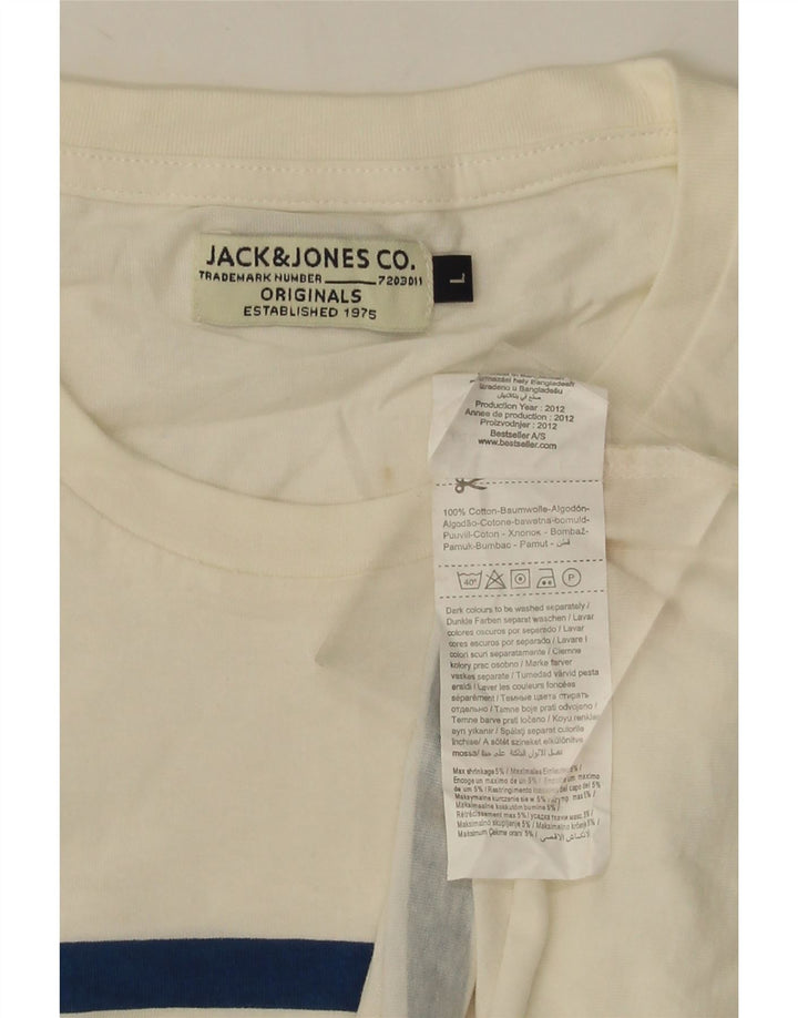 JACK & JONES Мужская футболка из хлопка в большую белую полоску