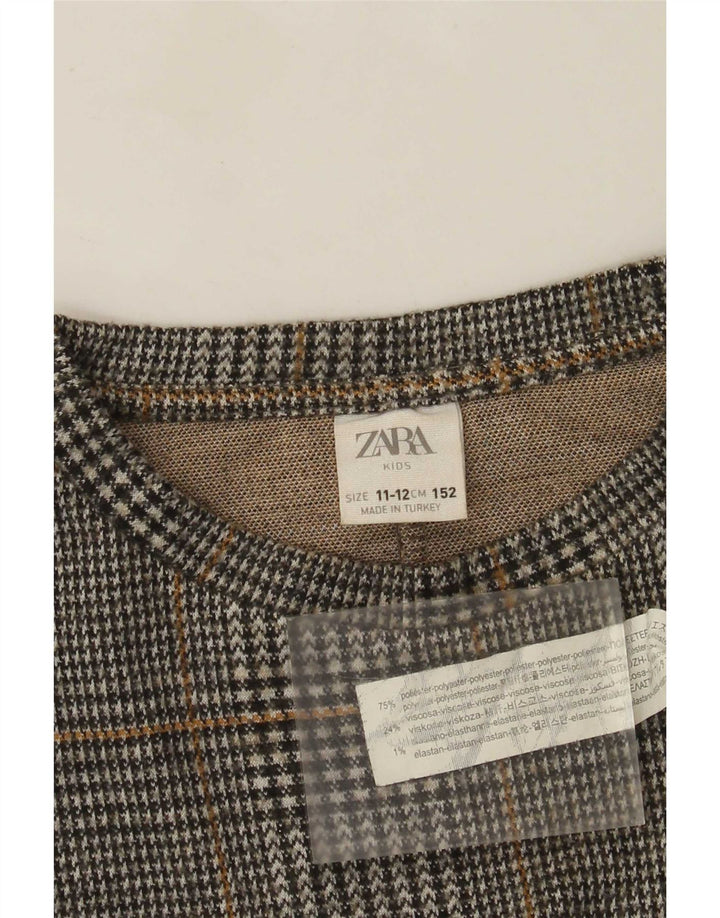Свитшот Zara для девочек 11–12 лет, серый полиэстер в клетку