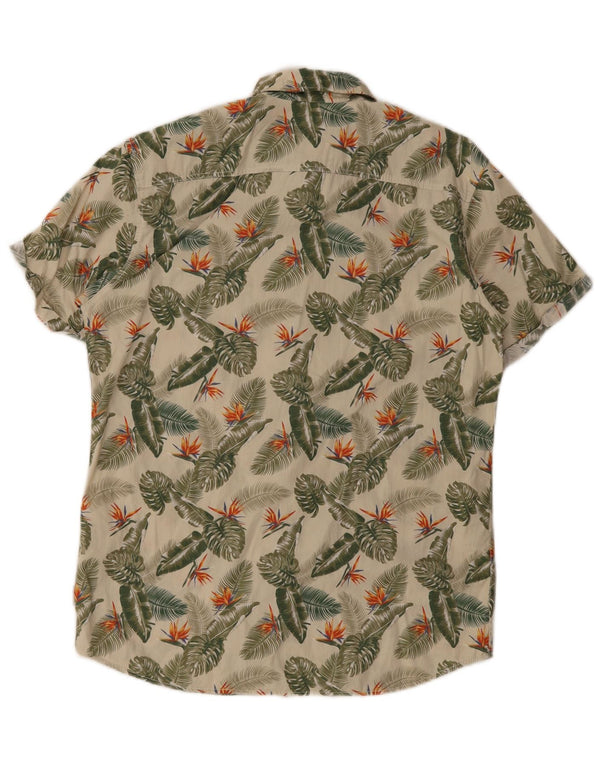 Jack & Jones Мужская рубашка с коротким рукавом среднего зеленого цвета с цветочным принтом в гавайском стиле