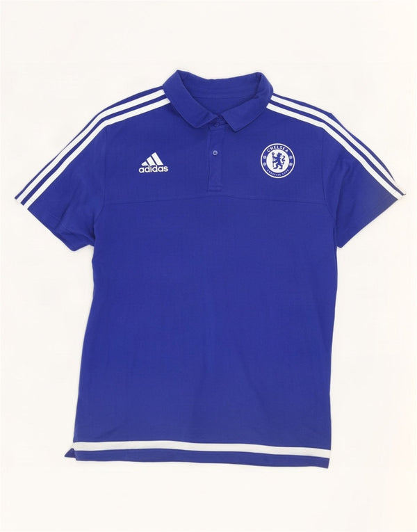 Мужская рубашка поло Adidas Chelsea FC XL, синяя, хлопковая с цветными блоками