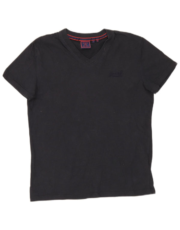 Женская футболка Superdry Top UK 16, большой размер, темно-синий, хлопок