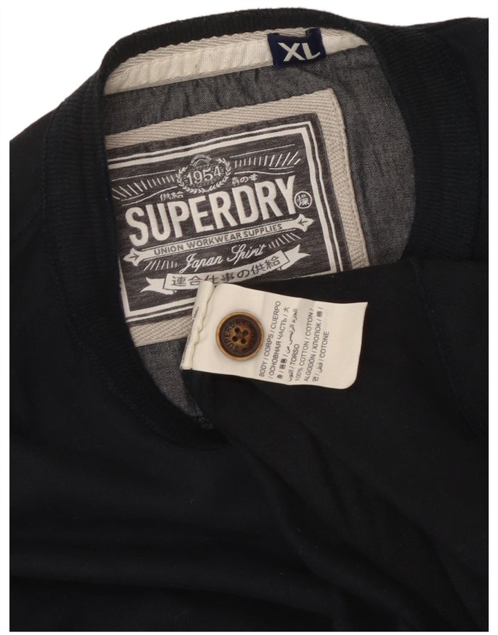 Мужской топ с рисунком Superdry с длинным рукавом XL, темно-синий, хлопок