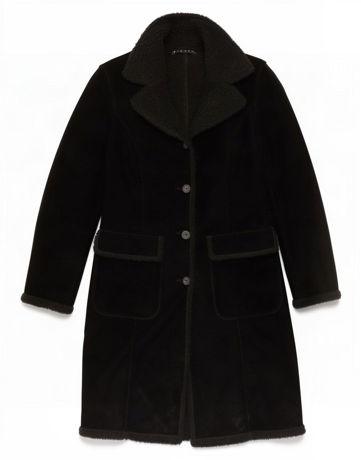 Женское пальто Sherpa Sisley UK 10, маленькое черное из полиэстера