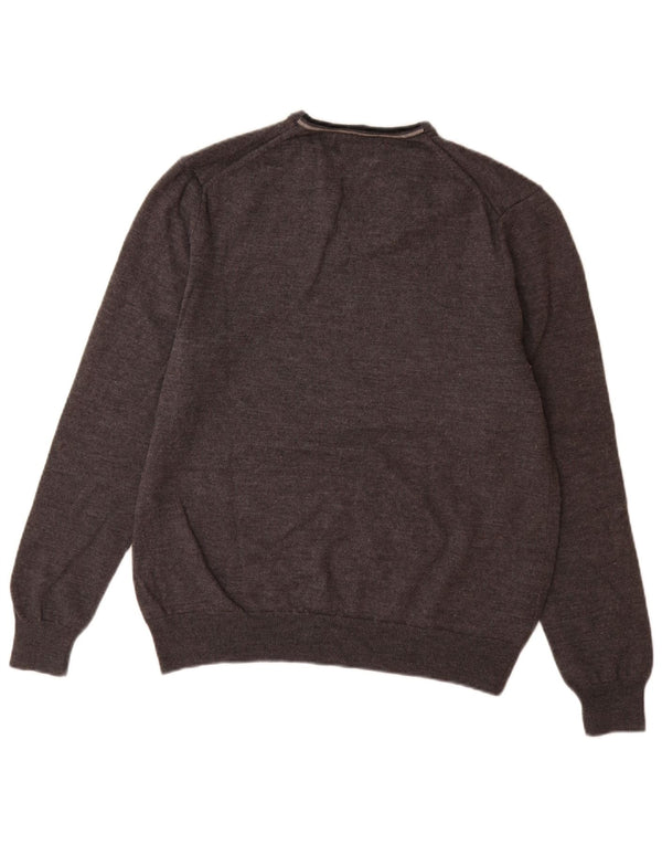 Fred Perry Mens V-Neck Jumper Sweater XL Grey Merino Wool