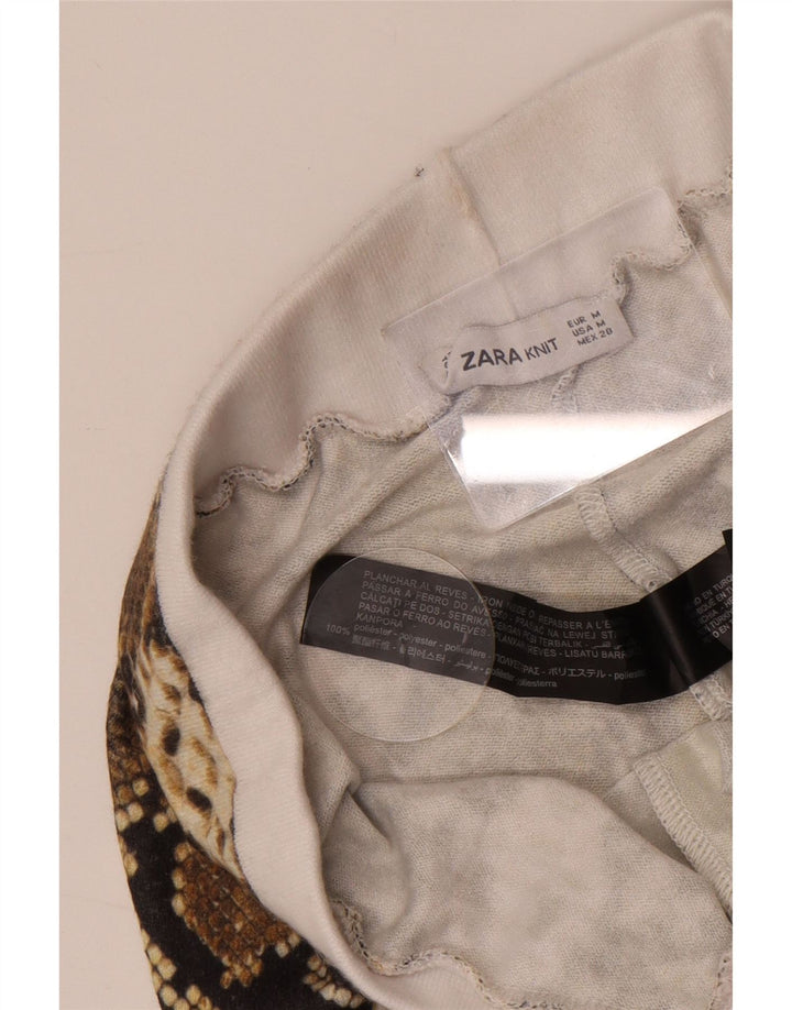 Женские леггинсы Zara UK 12, средний коричневый полиэстер с животным принтом