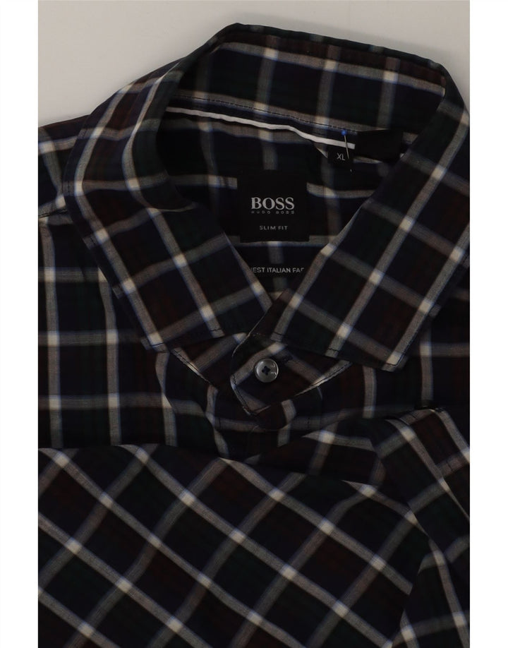 Мужская рубашка узкого кроя Hugo Boss XL в разноцветную клетку