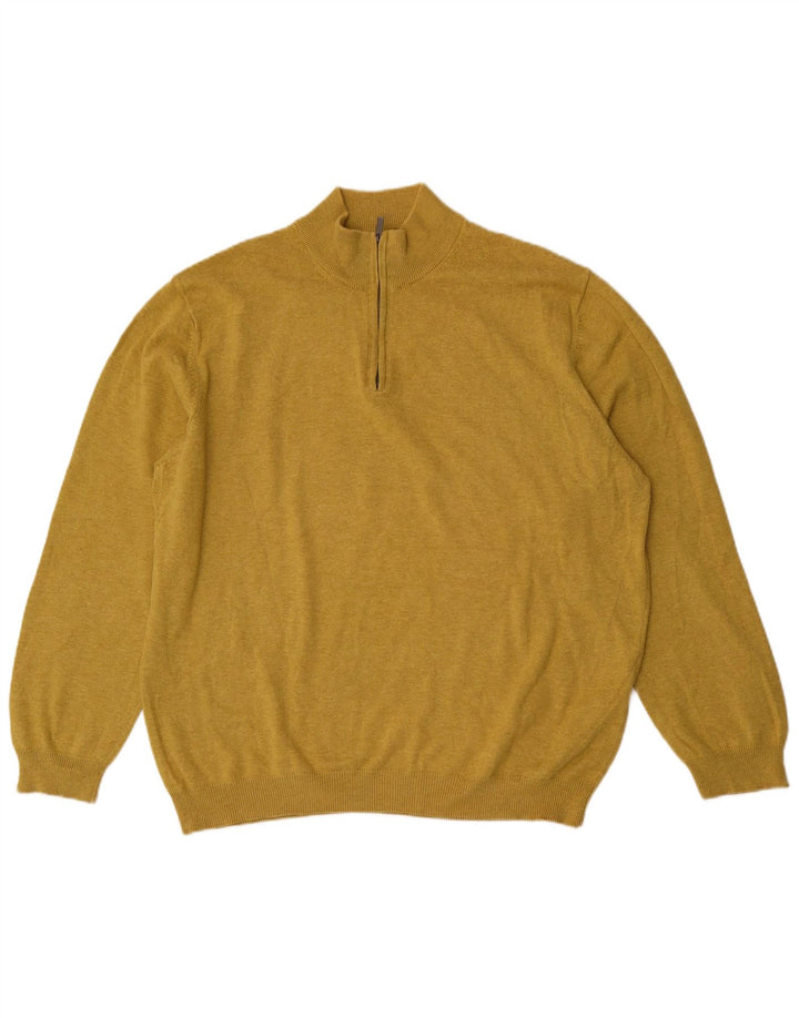 Мужской свитер Massimo Dutti с воротником на молнии 2XL, желтый хлопок