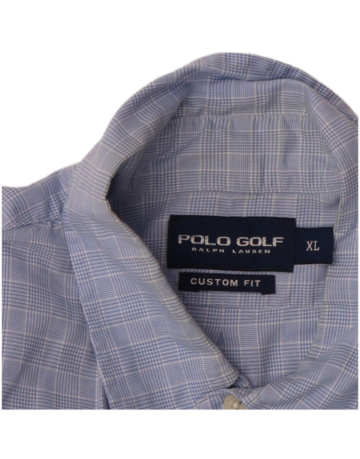 RALPH LAUREN Mens Custom Fit Shirt XL Blue Check Cotton