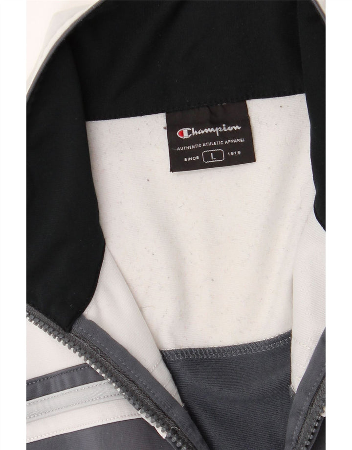CHAMPION Mens Tracksuit Top Jacket Large Grey Colourblock Vintage Champion and Second-Hand Champion from Messina Hembry 