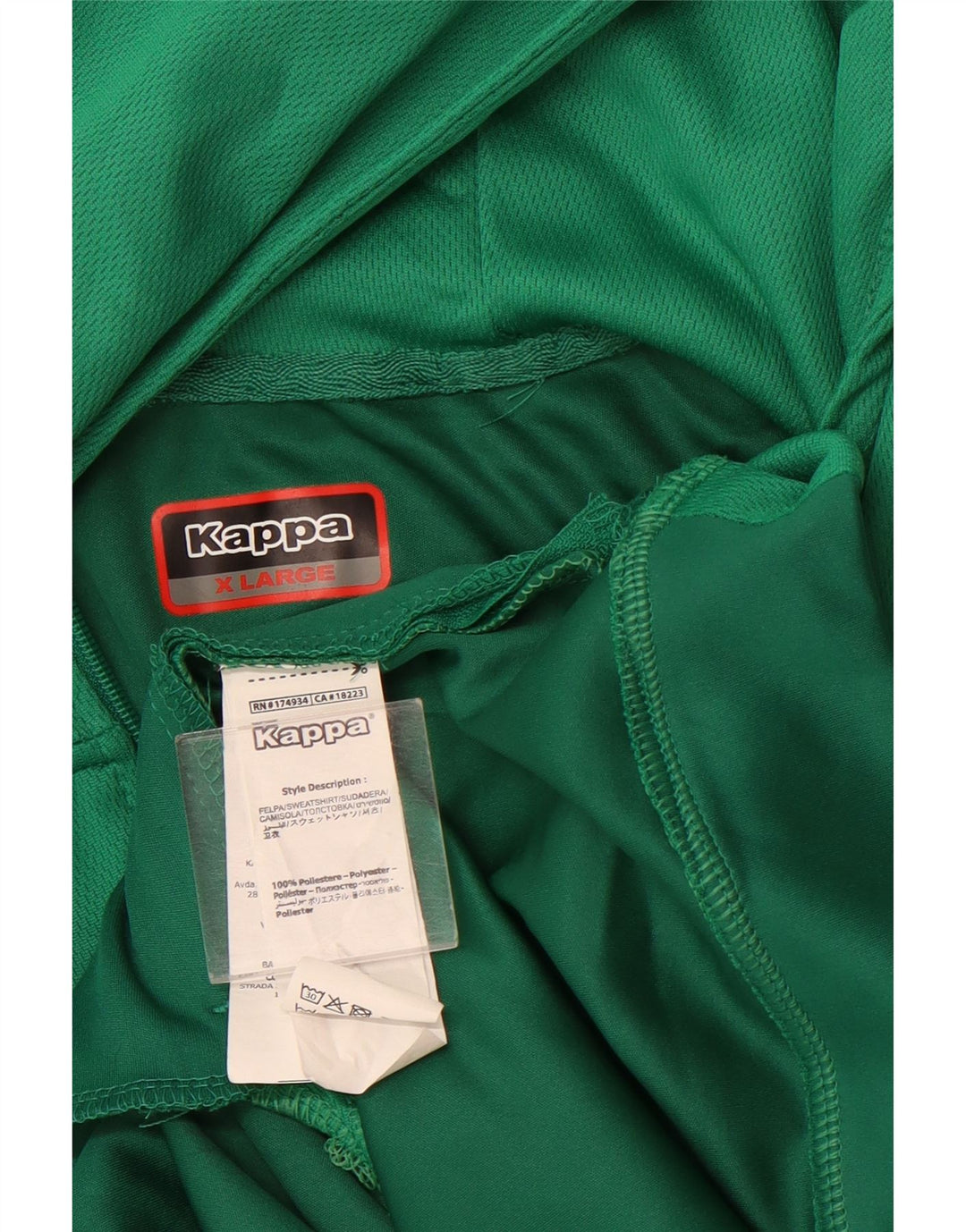Kappa Мужской свитер с капюшоном на молнии с графическим рисунком XL, зеленый полиэстер с цветными блоками