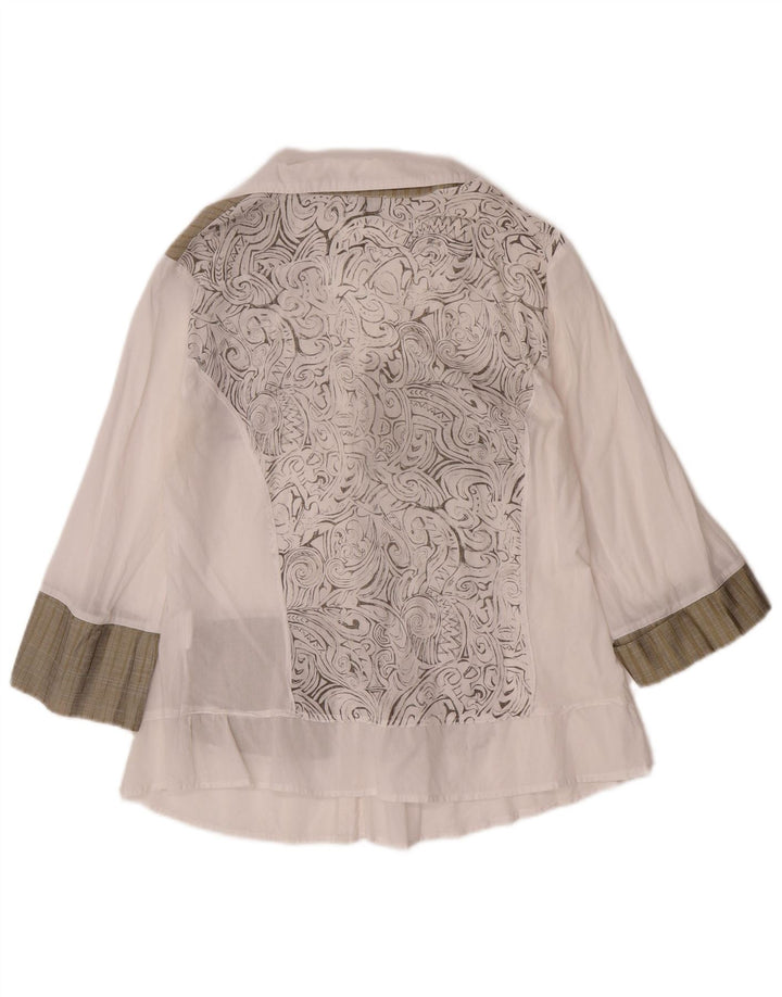 Женская блузка-рубашка с рукавом 3/4 Borgofiori IT 48 XL Белая в стиле пэчворк