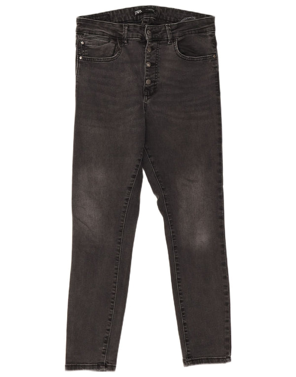 Женские узкие джинсы с высокой талией Zara EU 44 XL W34 L27, черный хлопок