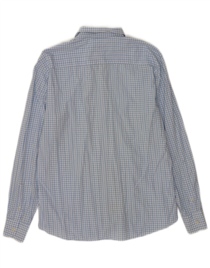 Мужская повседневная рубашка Massimo Dutti XL, синяя, хлопковая в мелкую клетку