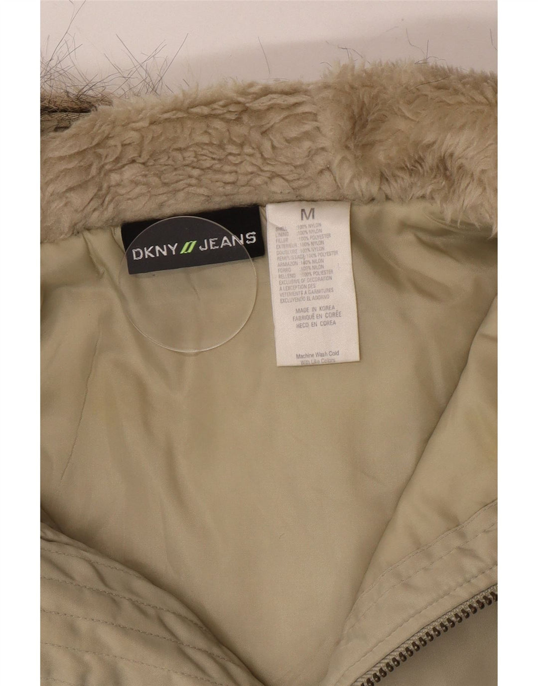 Женская ветровка Dkny с капюшоном UK 14, средний хаки, нейлон