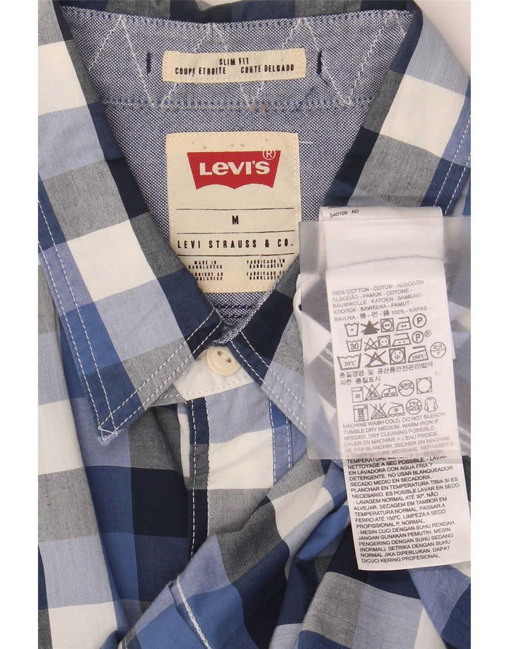 Мужская рубашка приталенного кроя Levi's, хлопковая клетка среднего синего цвета