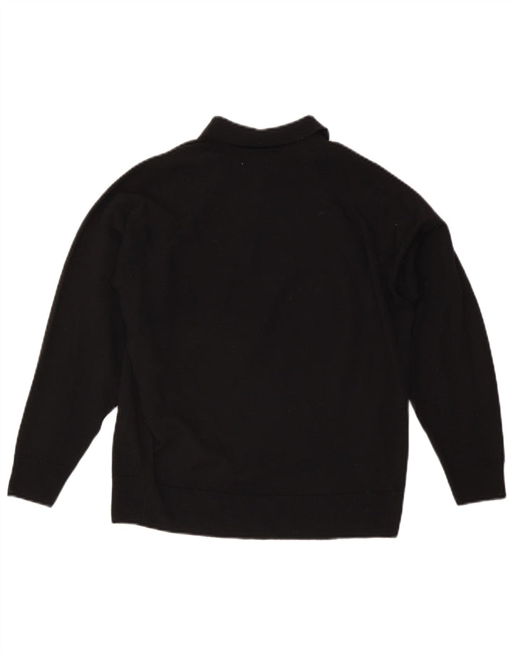 Женский джемпер с воротником поло CZARINA, Великобритания 16, большой, черный, шерсть