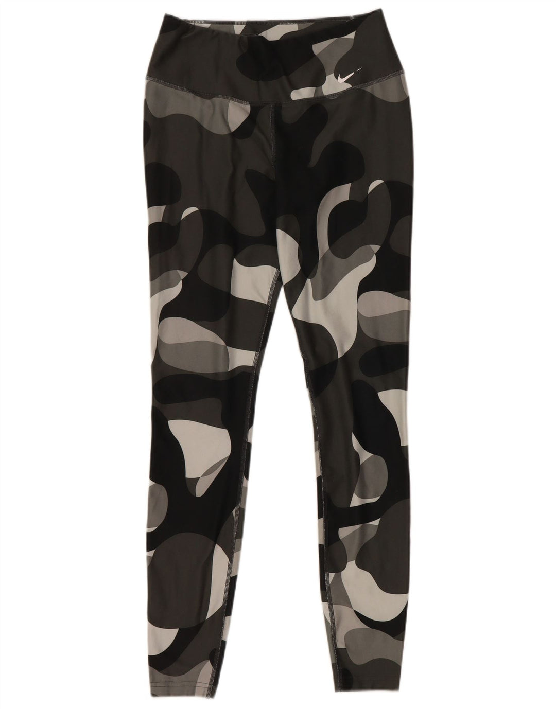 NIKE Womens Dri Fit Leggings UK 10 Small  Grey Camouflage Polyester