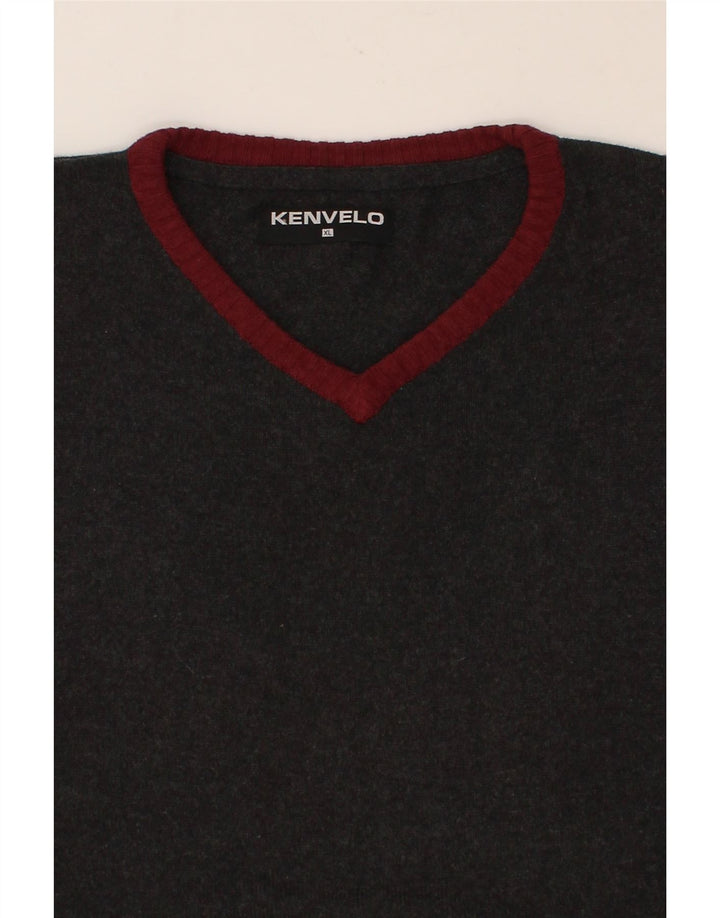 KENVELO Mens V-Neck Jumper Sweater XL Black Vintage Kenvelo and Second-Hand Kenvelo from Messina Hembry 