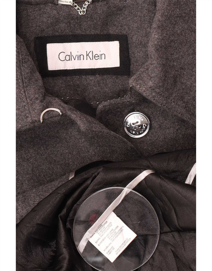 Женский тренч Calvin Klein UK 14, шерсть среднего серого цвета