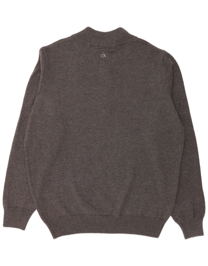 CALVIN KLEIN Mens Golf Zip Neck Jumper Sweater 2XL Grey Cotton