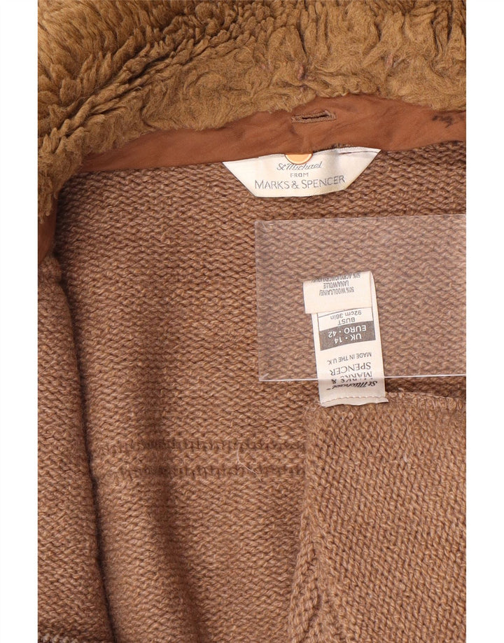Женский кардиган-свитер Marks & Spencer SUK 14, средний коричневый цвет, шерсть