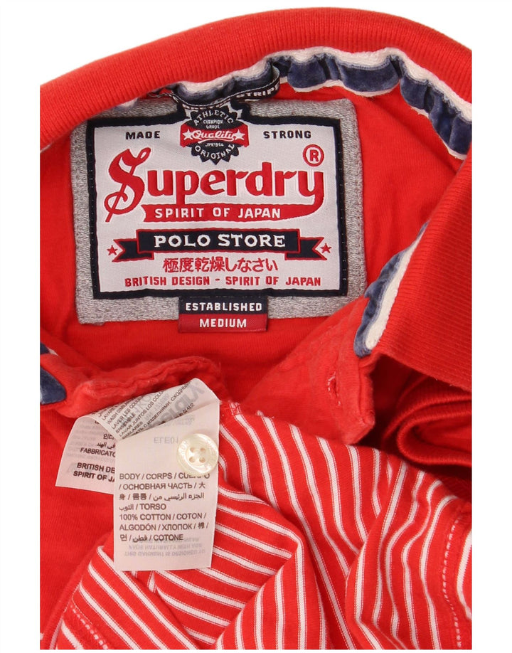 Мужская рубашка-поло Superdry, хлопок в красную полоску среднего размера