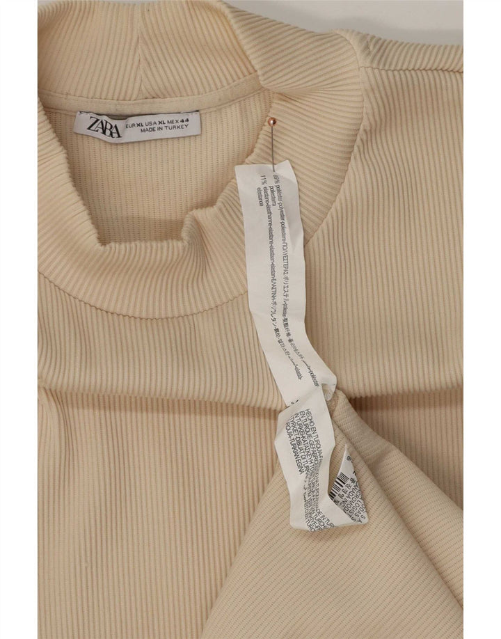 Мужской топ Zara с длинным рукавом XL, бежевый полиэстер