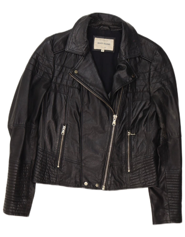 Женская кожаная косуха River Island UK 12, средний черный