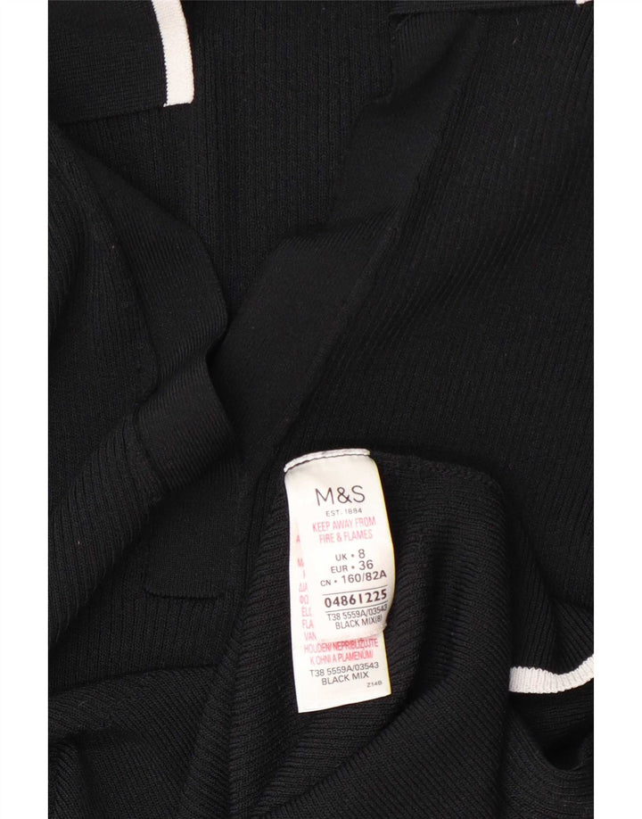 Женская рубашка-поло Marks & Spencer UK 8, маленькая, черная, вискоза