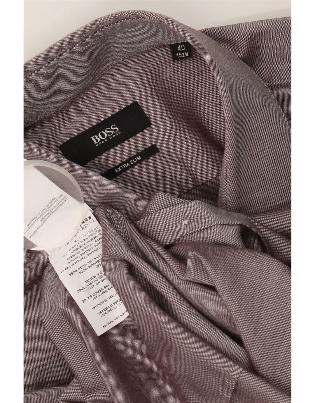 Мужская рубашка очень узкого кроя Hugo Boss, размер 40 15 1/2, средний серый хлопок