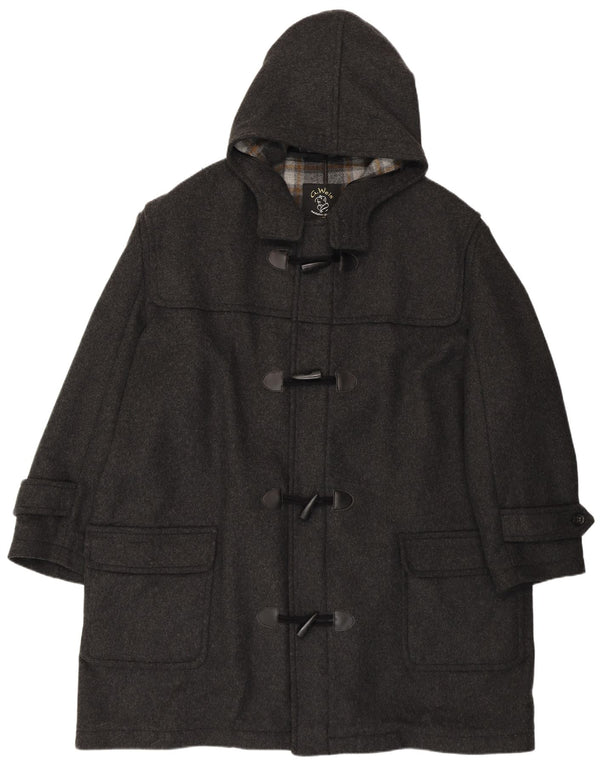 Винтажный мужской дафлкот свободного кроя с капюшоном, Великобритания 50, 4XL, серая шерсть