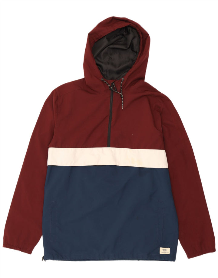 Мужская куртка-дождевик с капюшоном Vans UK 38, средний бордовый с цветными блоками