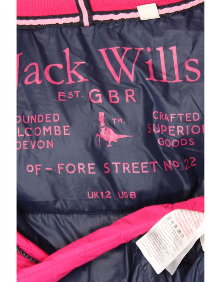 Женская стеганая куртка с капюшоном Jack Wills UK 12, средний розовый полиамид