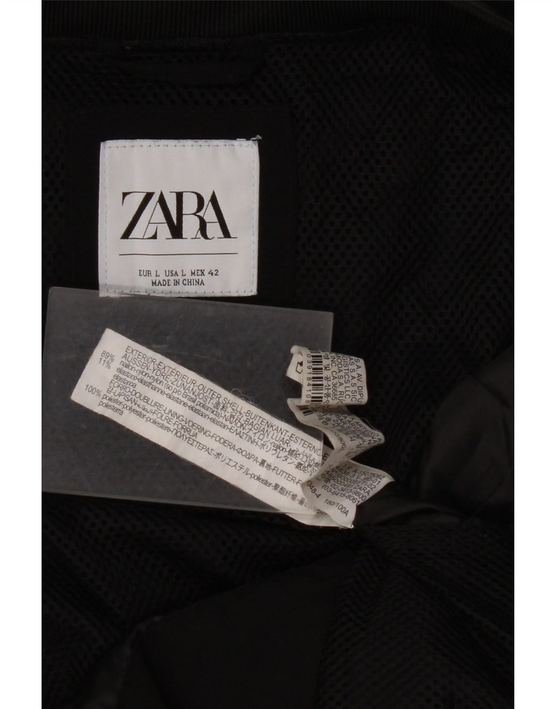 Мужская куртка-бомбер ZARA UK 40, большая, черный нейлон