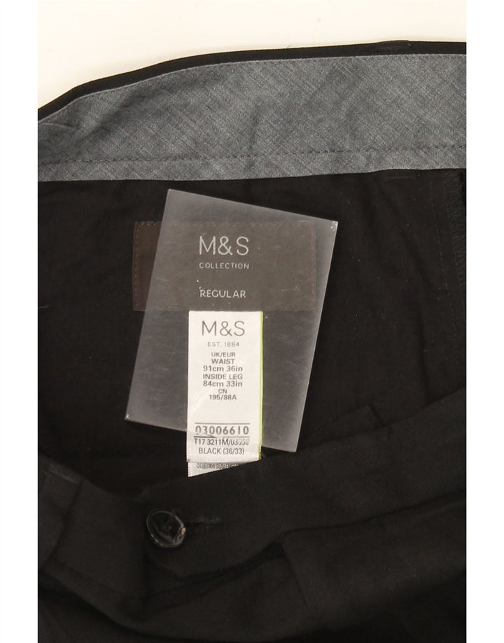 Мужские костюмные брюки классического кроя MARKS & SPENCER W36 L33, черный полиэстер