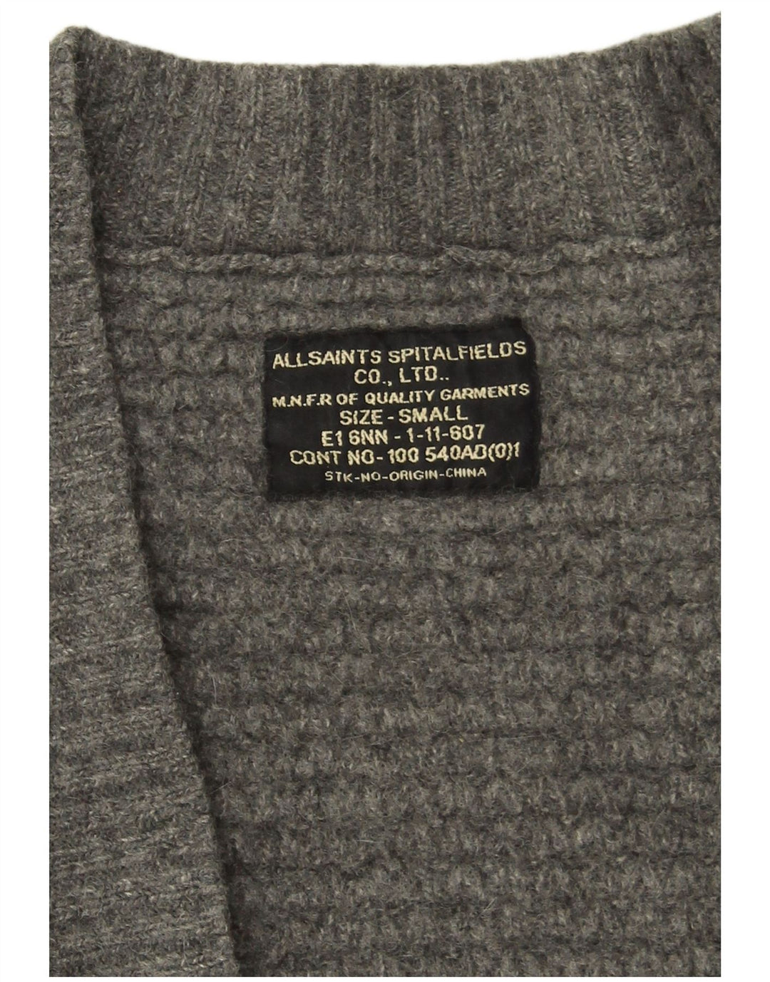Женский открытый кардиган All Saints UK 10, маленький серый из овечьей шерсти