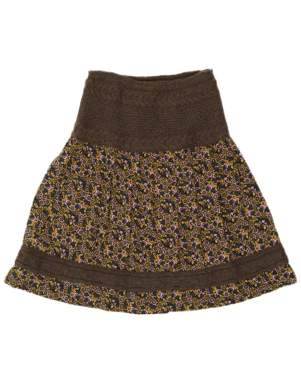 Женская трикотажная юбка Marlboro Classics Medium W28, зеленая шерсть с цветочным принтом