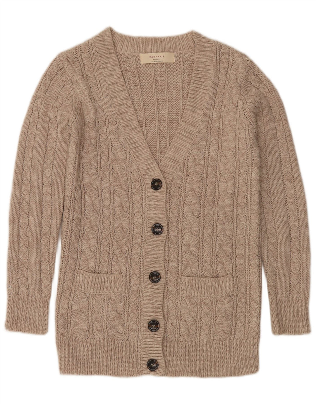 Женский кардиган Zara UK 14, средний бежевый акрил