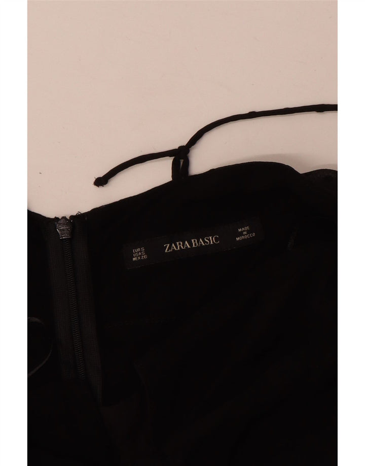 Женское платье с открытыми плечами Zara UK 8, маленькое черное пятнистое полиэстер